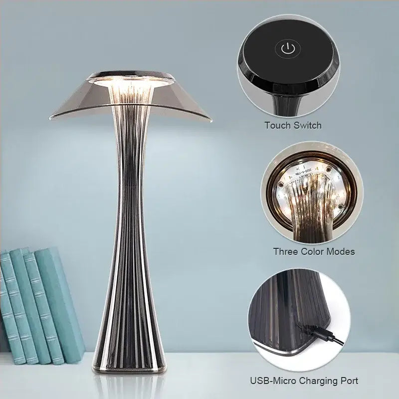 A sleek modern silver table lamp with fluted crystal diamond touch design for bedroom decorbites crystal diamond