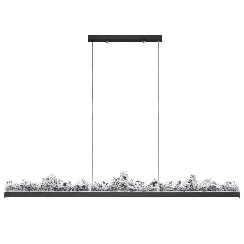 Modern silver frosted glass pendant light with black rectangular design and crystal effect by decorbites iceberg decorbites iceberg open