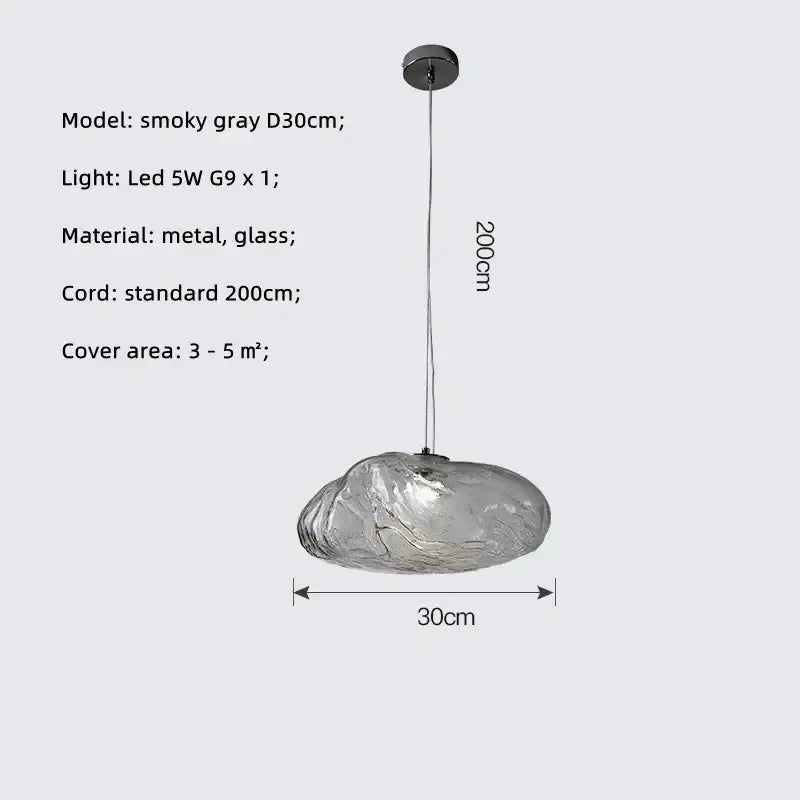 Modern silver glass led chandelier with smoky gray glass and metallic fixture for dining room pendant light