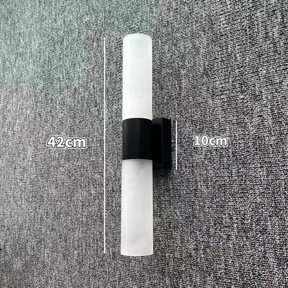 Modern silver gold and black led wall lamp with frosted glass cylinder and black metal bracket for decorbites led wall decor