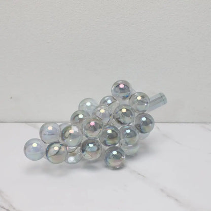 Iridescent glass crystal grape decorative sculpture in silver gold and chrome for modern dining room decorbites decor