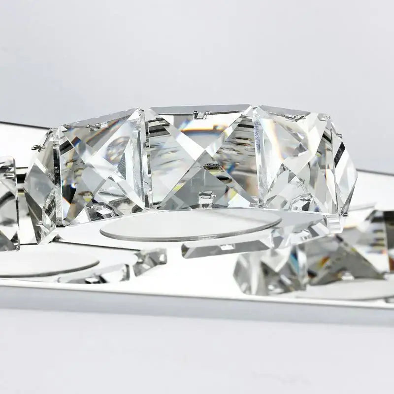 Modern silver and gold decorbites crystal bedroom mirror wall lamps with clear faceted crystal and geometric design