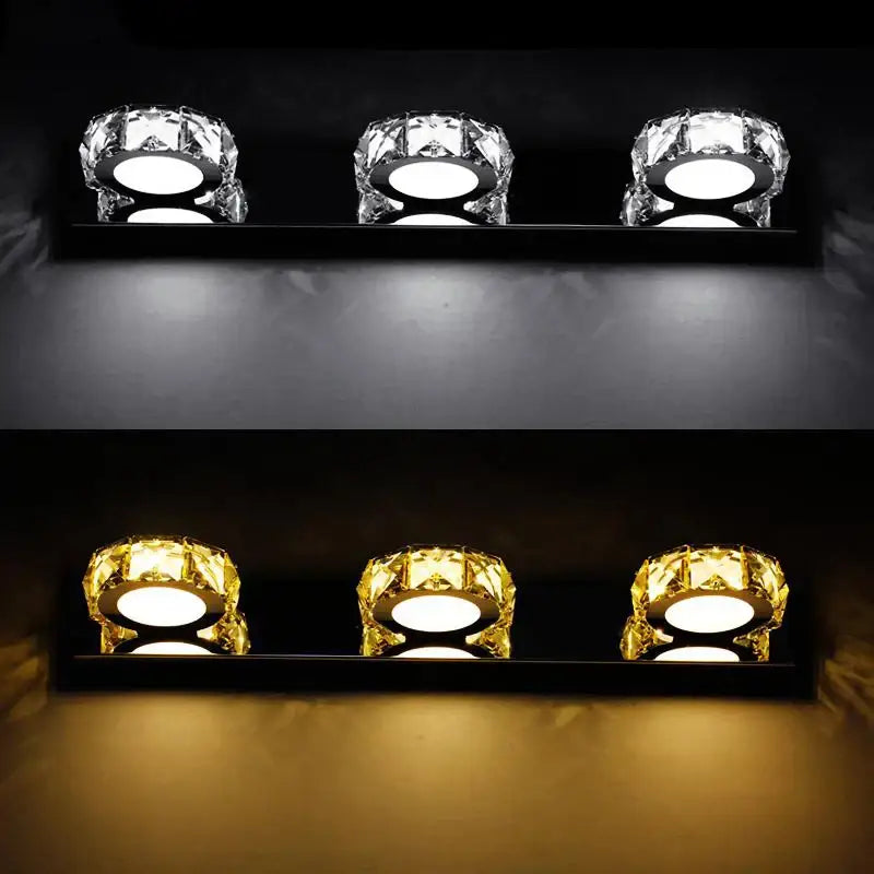 Set of three crystal-encrusted modern silver and gold decorbites crystal bedroom mirror wall lamps
