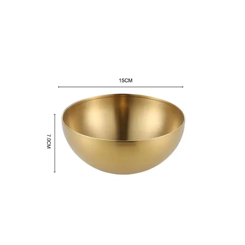 Modern silver and gold stainless steel mixing bowls set featuring a sleek 15cm-wide gold-toned decorbites stainless steel bowl