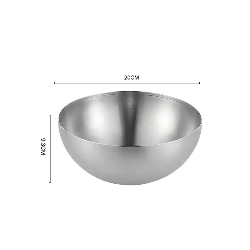 A sleek 15cm wide stainless steel mixing bowl with polished silver finish from Decorbites stainless steel kitchen set