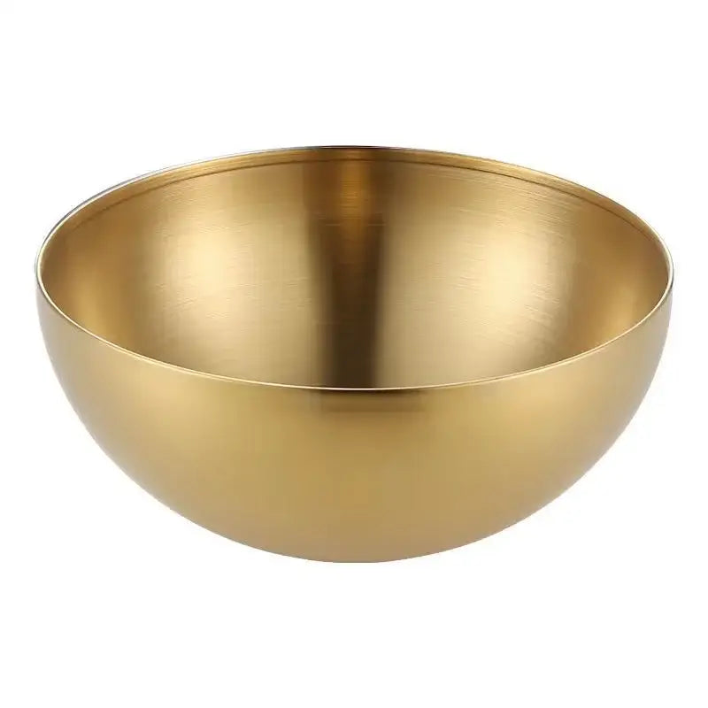 A sleek brushed gold stainless steel mixing bowl with a smooth rounded interior from decorbites stainless steel set