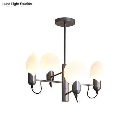 ديكوربايتس™ مصباح سقف بيضاوي حديث باللون الرمادي الفضي مع زجاج أوبال لغرفة النوم