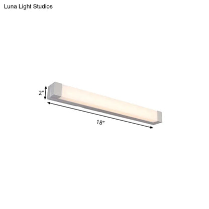 Modern silver led bathroom vanity light with acrylic shade 18-inch diffused illumination suitable for 110v-120v maximum bulb wattage