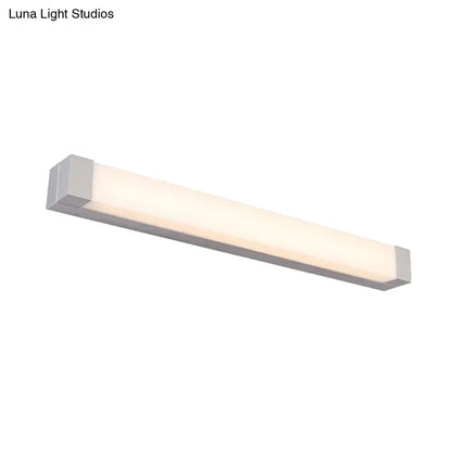 Modern silver led bathroom vanity light with acrylic shade frosted glass diffuser and 110v-120v maximum bulb wattage