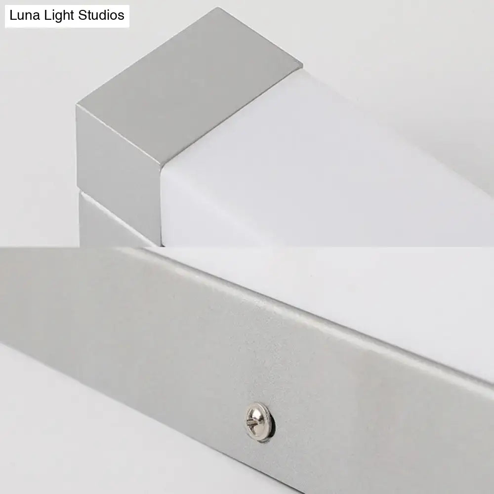 Modern silver led bathroom vanity light with sleek silver metal frame acrylic shade and 110v-120v maximum bulb wattage