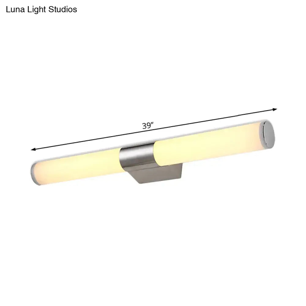 Modern silver led wall light bathroom chrome sconce with frosted glass diffusers and brushed metal accents max bulb wattage 39 inch