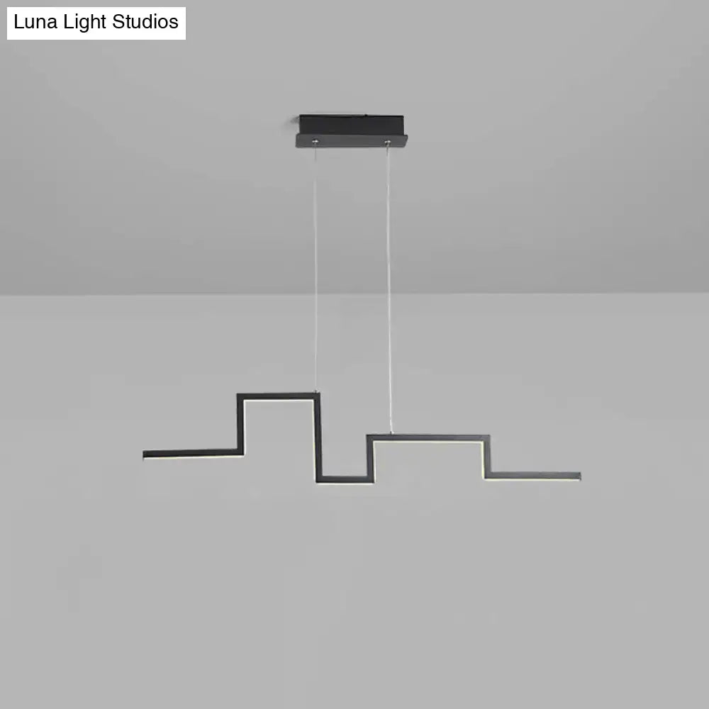 Decorbites 31.5/39 linear kitchen island led pendant light in black grey metal with geometric stepped design and thin cables 110v-120v 220v-240v