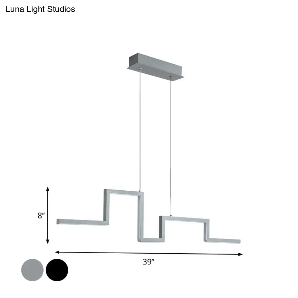 Modern step-style linear kitchen island pendant light with sleek silver metallic finish in black grey 110v-120v 220v-240v