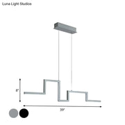 Modern step-style linear kitchen island pendant light with sleek silver metallic finish in black grey 110v-120v 220v-240v