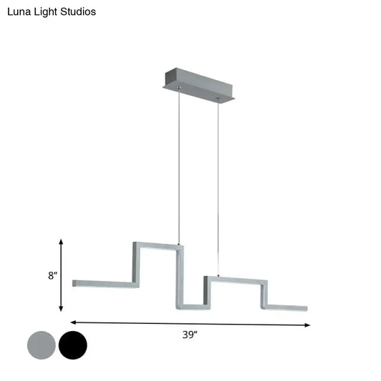 Modern step-style linear kitchen island pendant light with sleek silver metallic finish in black grey 110v-120v 220v-240v