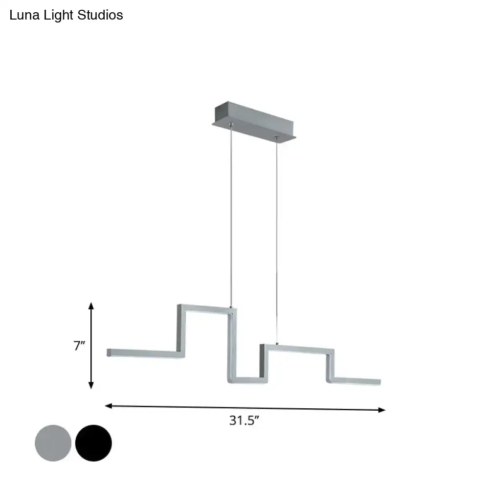 Modern silver-toned zigzag pendant light with black grey metal design for linear kitchen island 110v-120v 220v-240v