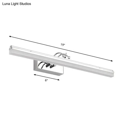 Modern silver linear led wall light with warm white acrylic shade and chrome finished integrated mounting bracket