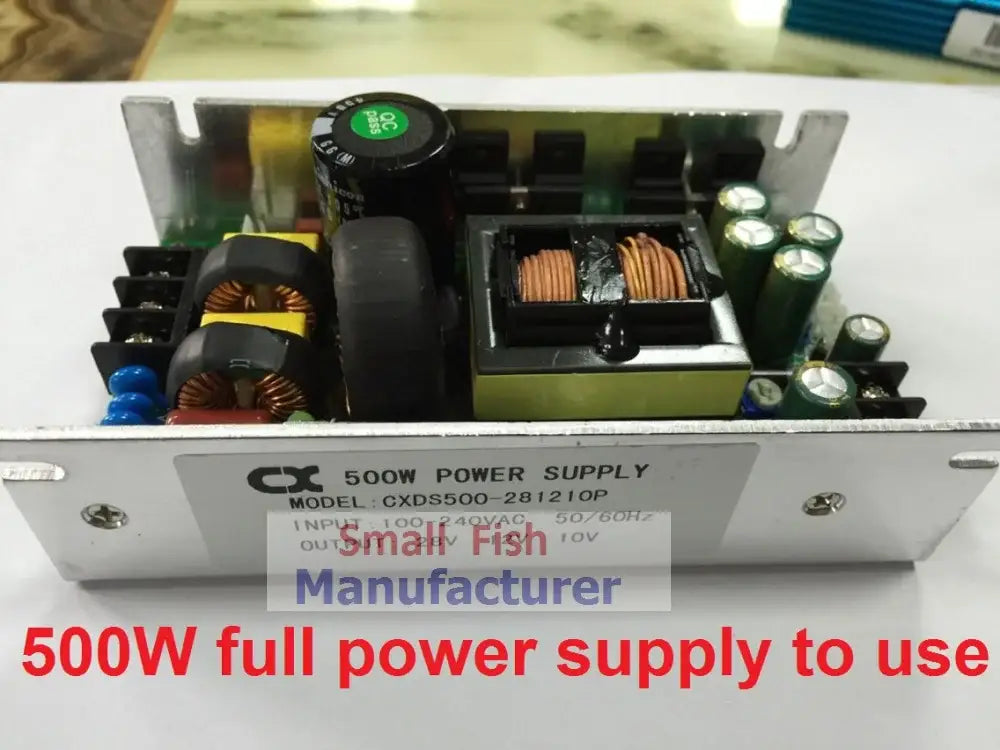 Modern silver metal 500w power supply unit with black capacitors and copper windings for follow spot light stage lighting