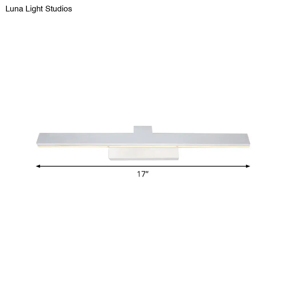 Modern silver finished led vanity lighting fixture with sleek minimalist design and 17 inch length for bathroom use