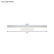 Modern silver finished led vanity lighting fixture with sleek minimalist design and 17 inch length for bathroom use