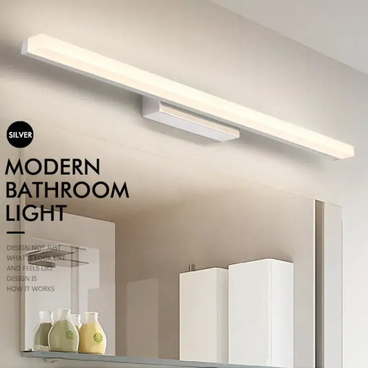 Modern silver minimalist vanity wall light with sleek design for bathroom vanity wall lighting