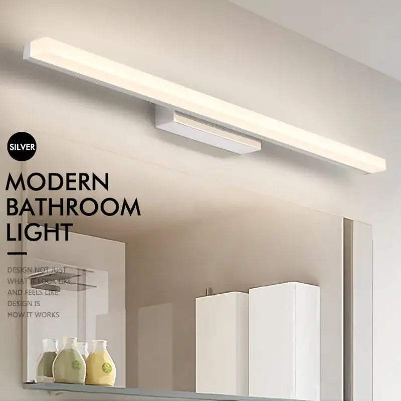 Modern silver minimalist vanity wall light with sleek design for bathroom vanity wall lighting