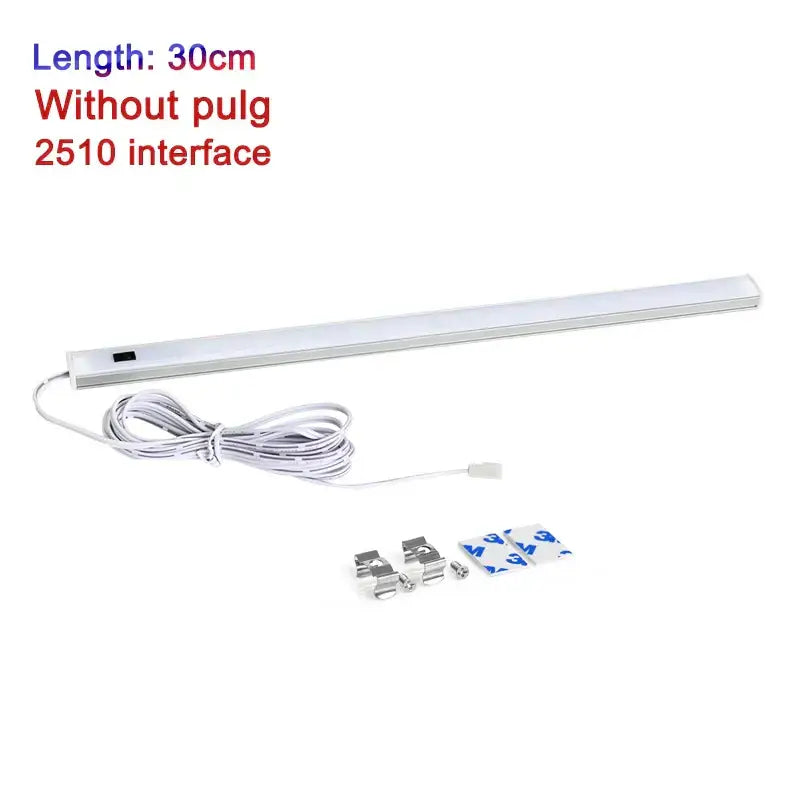 Modern silver rectangular led cabinet light with 30cm white led strip hand sweep switch and mounting hardware included