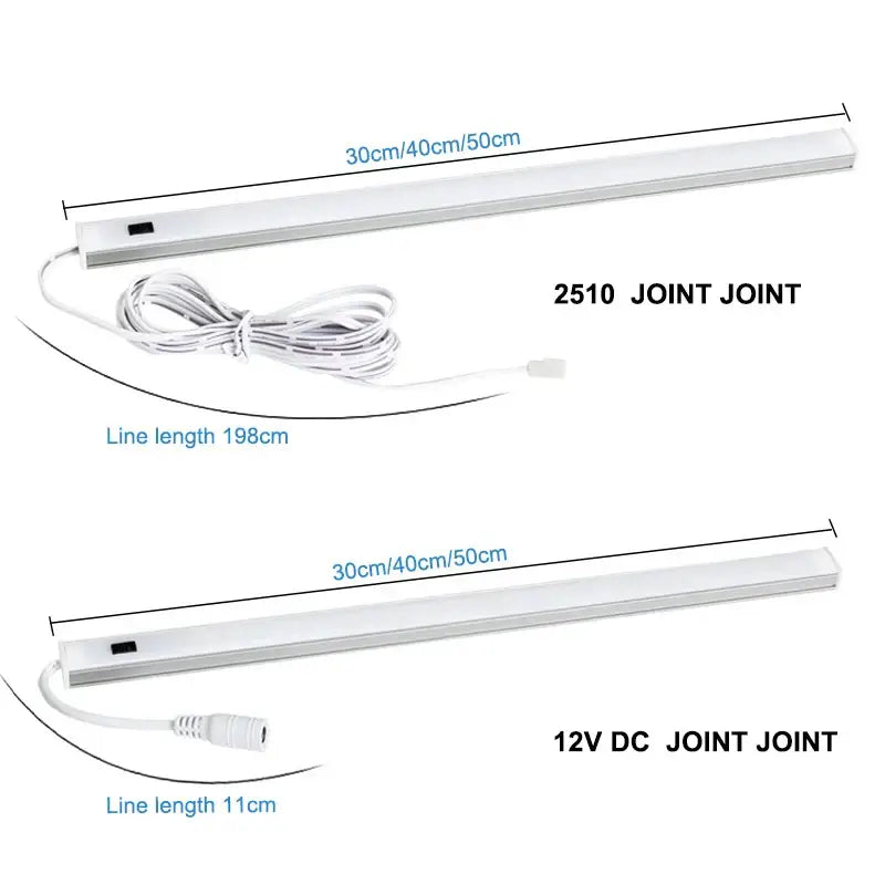 Modern silver rectangular led cabinet light with white led strip lights and flexible wiring features a hand sweep switch