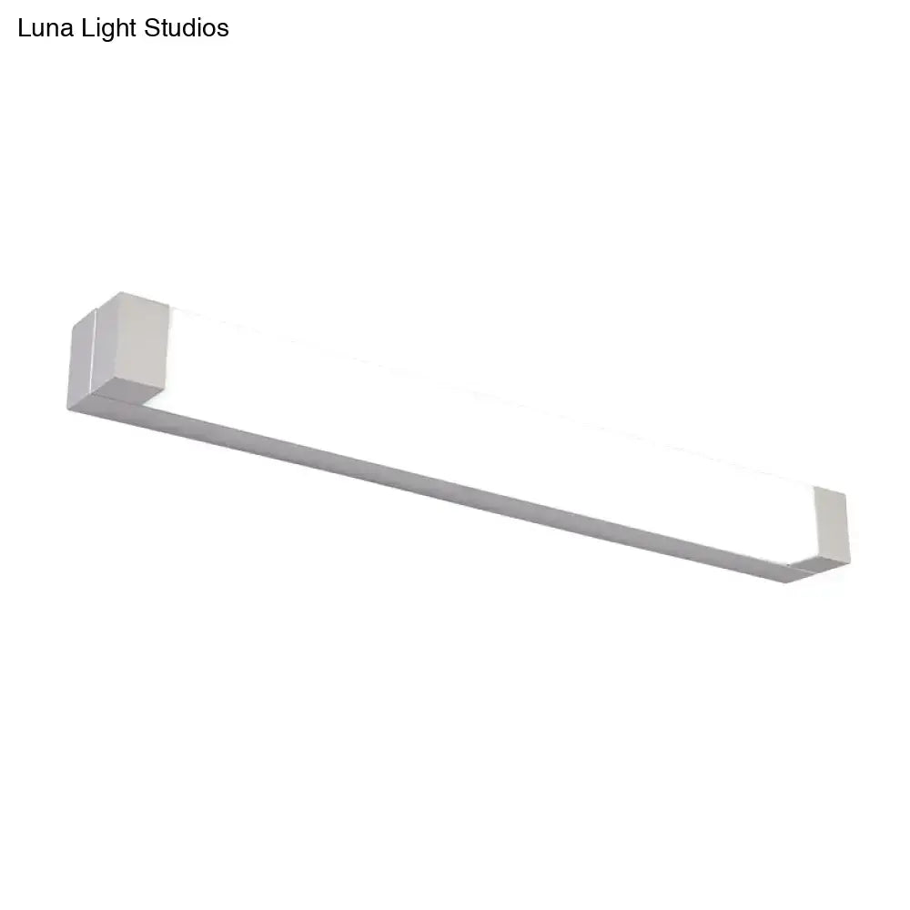 Modern silver rectangular led vanity light flush mount wall sconce with sleek silver metallic finish and minimalist design