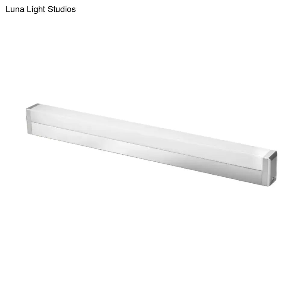 Modern silver rectangular led wall light with frosted glass diffuser warm white 220v-240v for bathroom use