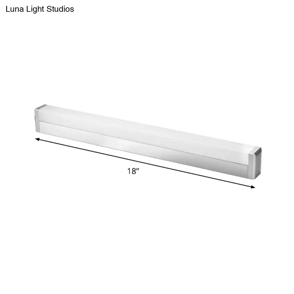 Modern silver rectangular led wall light fixture 18 inches long with warm white 220v-240v for bathroom vanity