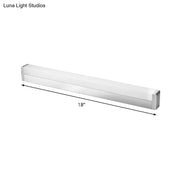 Modern silver rectangular led wall light fixture 18 inches long with warm white 220v-240v for bathroom vanity