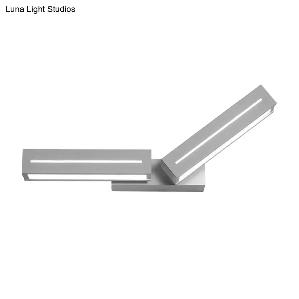 Modern silver rectangular led wall mounted light with sleek dual light bars for bedroom wall mounted use
