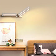 Modern silver rectangular led wall mounted light fixture with sleek minimalist design for bedroom sconce use