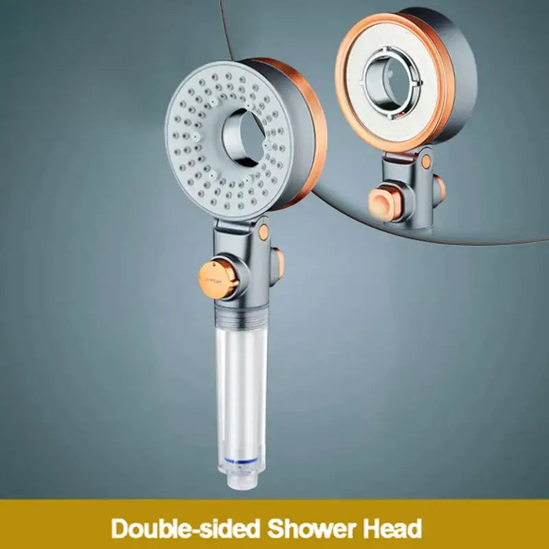 Modern silver and rose gold decorbites dual-sided shower head with adjustable nozzles for versatile water flow