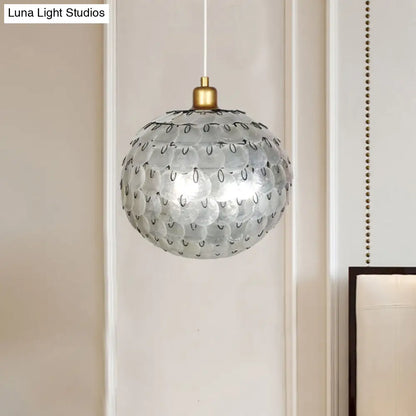 Modern Silver Sphere Pendant Ceiling Lamp with Shell Shade - 1 Light Hanging Lighting