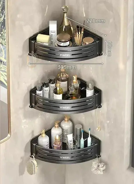 Black ywee.l corner shelf with three slatted tiers 220mm wide for modern silver two tier corner shelf organizer decorbites corner shelf