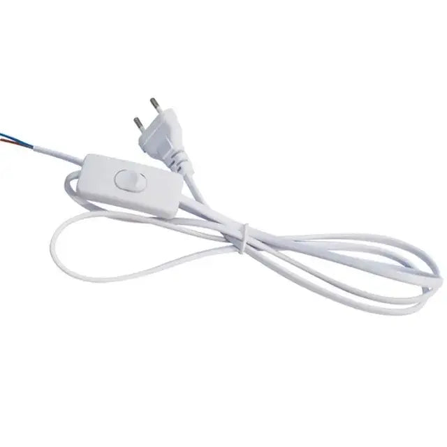 White electrical cord with integrated switch and european plug for modern silver u-shape led bar strip light kitchen under cabinet