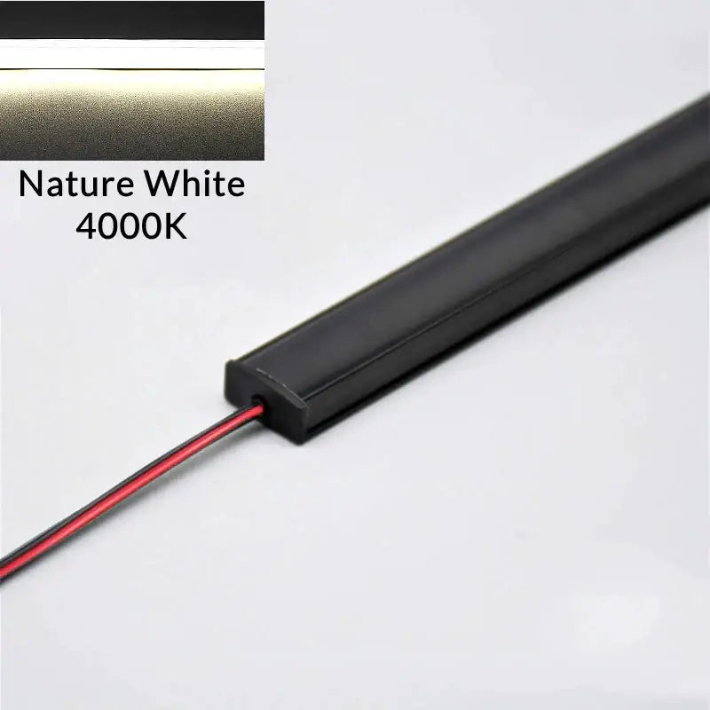 Modern silver u-shape led bar strip light with black rectangular design and nature white 4000k illumination for kitchen under cabinet