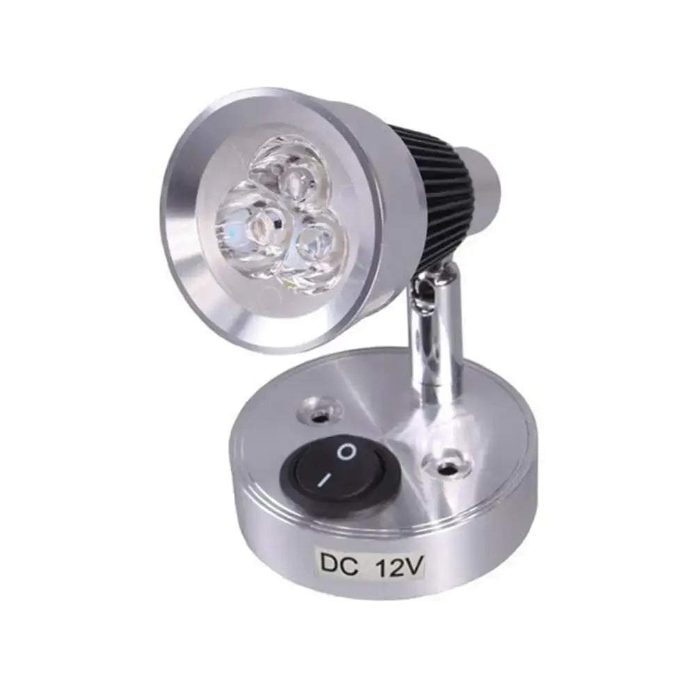 Modern silver led spotlight with three warm white bulbs and black switch for white boat interior lights dc 12v