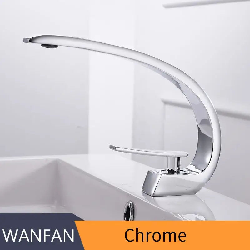 Modern silver waterfall basin faucet with chrome finish and sleek curved design decorbites basin faucet for bathroom