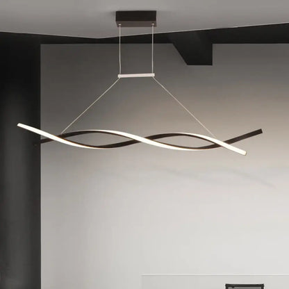 Modern silver and white art deco led pendant light with two intertwined wave-like arms for kitchen island 110v-120v 220v-240v