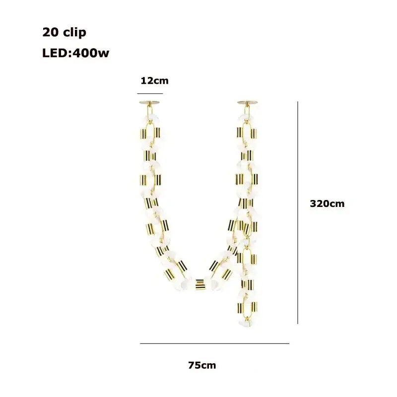 Modern silver and white crystal gold chain chandelier with gold tone, translucent beads, black accents, and 20 clips for dining room decorbites crystal gold chain chandelier