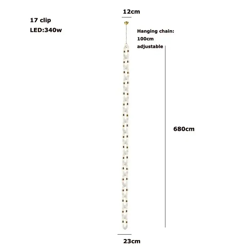 Modern silver and white crystal gold chain chandelier dining room light with a 680cm led chain and 17 clips decorbites crystal gold