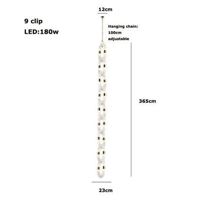 Modern silver and white crystal gold chain chandelier with nine clips and 180w LED bulbs for dining room decorbites crystal gold