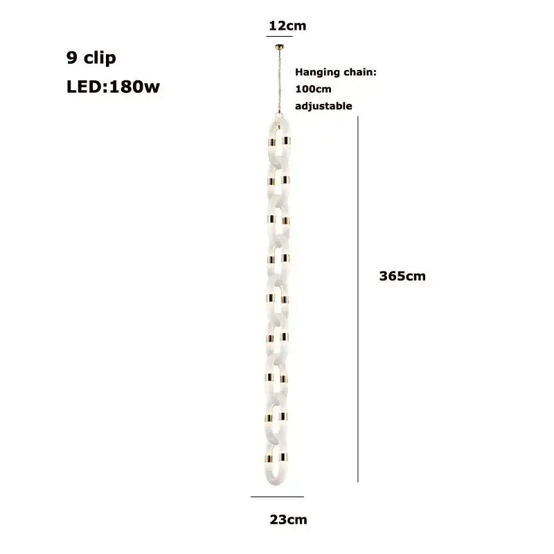 Modern silver and white crystal gold chain chandelier with nine clips and 180w LED bulbs for dining room decorbites crystal gold