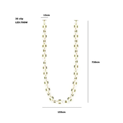 Modern silver and white crystal gold chain chandelier dining room light with 720cm led string and 35 clips featuring decorbites crystal gold beads