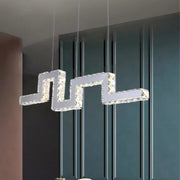 Modern zigzag-shaped DecorBites™ crystal encrusted led pendant lamp in stainless steel for 220v-240v 110v-120v use