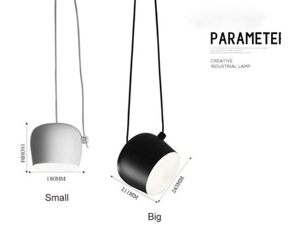 Parametei industrial pendant lamp, black and white design with matte finish.