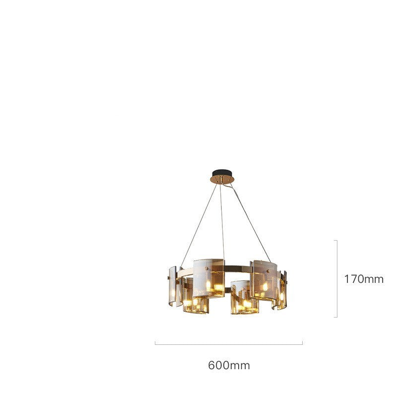 Glass Modern Chandelier 9-Head Amber Glass
